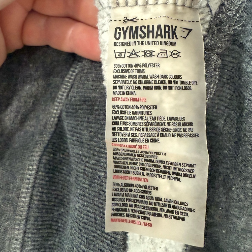 Bundle of 2 Gymshark XS Gray Light Blue Logo Hoodie Fleece Pullover Sweatshirt - Picture 5 of 12